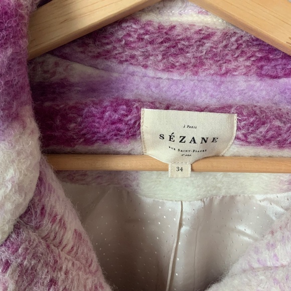 Sezane Paulo Coat in Purple Check Print, Size EU34/US2 - Picture 4 of 4